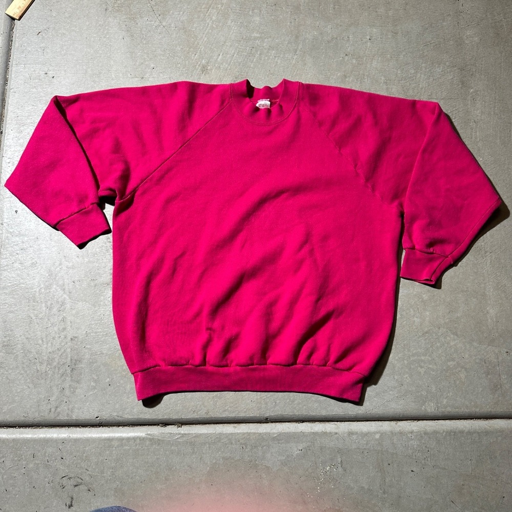 Vintage Fruit Of the Loom Sweatshirt Womens XL Pink Pullover‎ Crewneck USA 80s